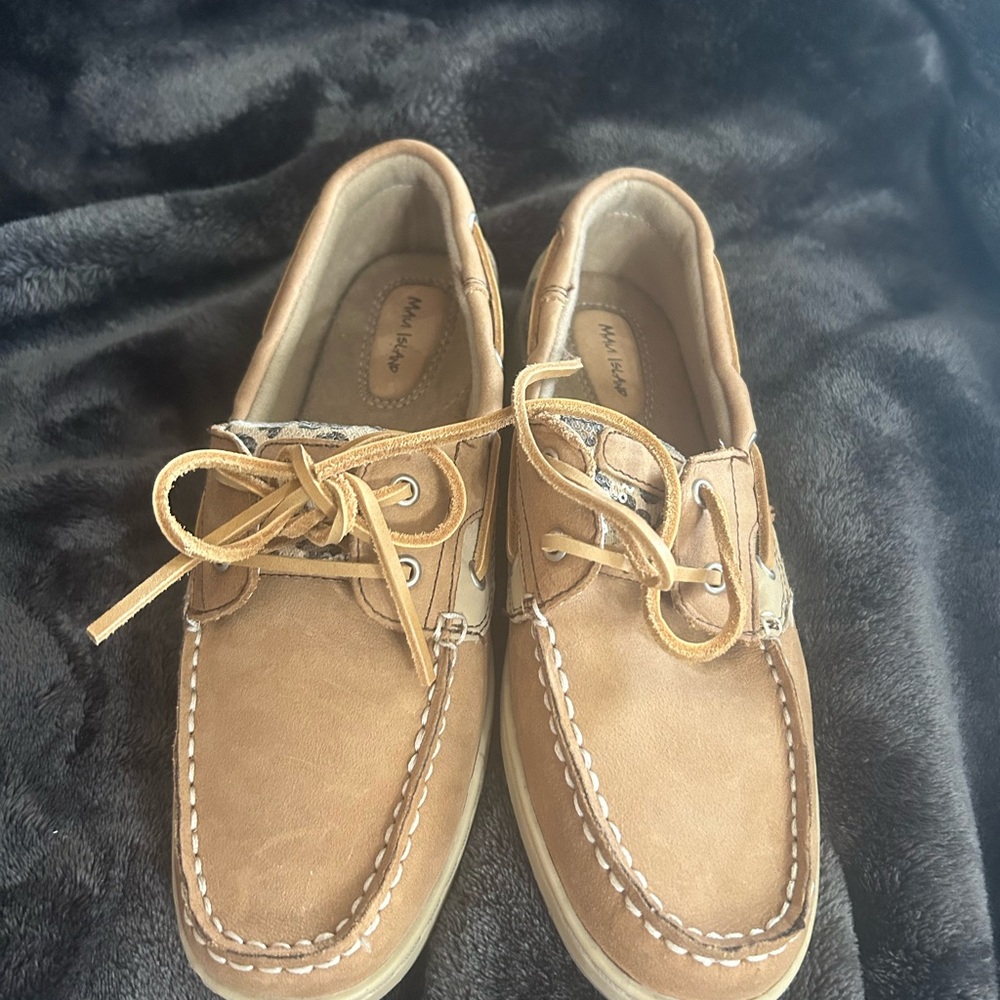 Women’s Tan and Leopard Boat Shoes